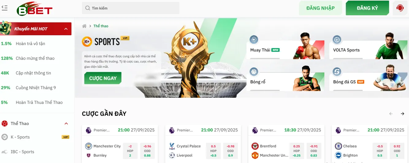 Đa dạng tỷ lệ kèo tại Bbet